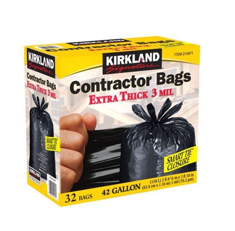 Kirkland Signature Contractor Bags Smart Tie, 3 ml- 42 gal - 32 ct