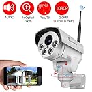 Luowice 1080P Wifi Security Camera 2MP with PTZ 4X Zoom with Audio Night Vision and Built-in 32G SD Card Indoor/Outdoor IP66 Waterproof IP Camera