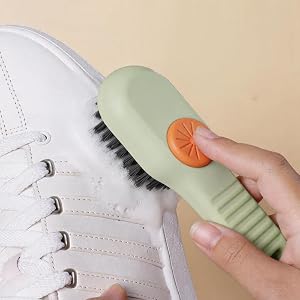 Multifunctional Liquid Shoe Brush with Soft Bristles, Laundry Cleaning Brush with Soap Dispenser for Clothes and Shoes, Green