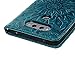 YOKIRIN LG V20 Case, Embossed Sunflower Premium PU Leather Wallet Flip Case Soft TPU Inner Bumper Card Holder Wrist Strap Shock Absorption Protective Phone Case for LG V20 (2016) - Blue Green
