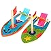 Wpxmer 3 Pack DIY Wood Sailboat Rubber Band Paddle Boat, Can be Painted and Decorated Make Your Own Wooden Sailboat
