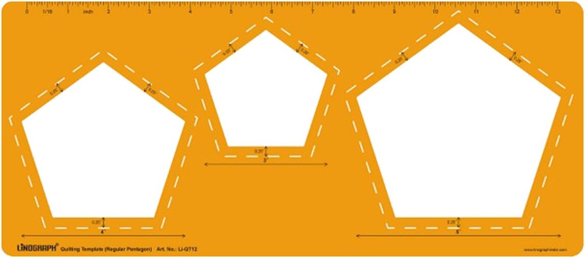 Regular Pentagon Patch Cutting Drawing Stencil Quilting Template by LINOGRAPH