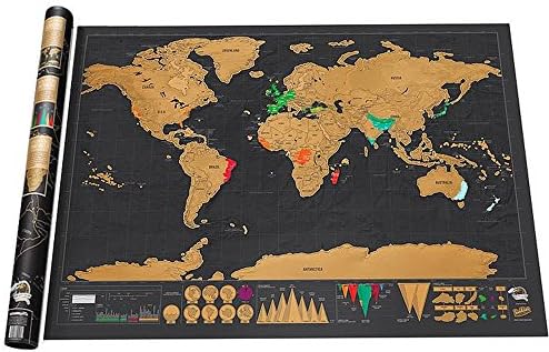 iskrun Deluxe Erase Black World Map Scratch Off World Map Personalized Travel Scratch Map Room Home Decoration Wall Stickers
