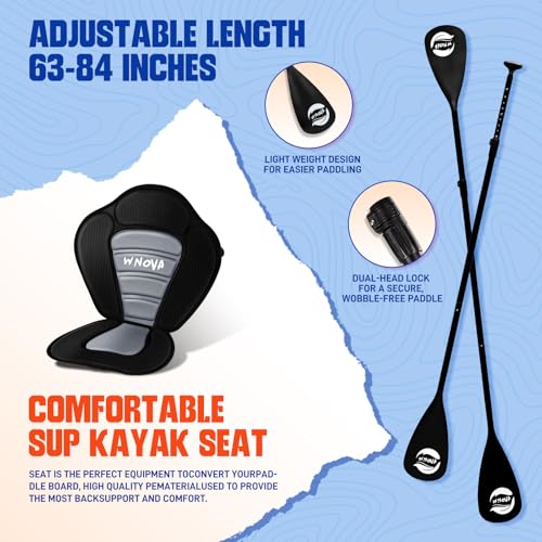 WNOVA 11' Inflatable Stand Up Paddle Board, 34" Extra Wide Stable iSUP for Adults & Youth, with Camera Mount & Premium Accessories, Non-Slip Deck for All Skill Levels