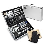 29 Piece BBQ Tools Set - Barbecue Accessories With Carrying Case - Professional Grade Stainless Steel Grill Utensils - Spatulas, Tongs, Forks Skewers, Knives, Brushes and More - by Vysta