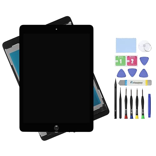 LCD Screen Replacement for iPad air 2nd Generation A1566 A1567  Display LCD Assembly and Glass Touch Digitizer Premium Repair Kit (Black)  in