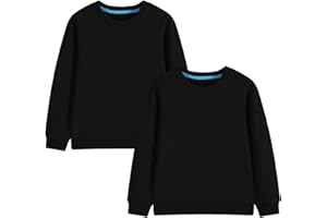 Shouldin 2-Pack Kids and Toddlers' Crewneck Sweatshirts Medium Weight Solid Long Sleeve Pullover Tops for Boys and Girls