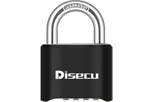 Disecu 4 Digit Heavy Duty Combination Lock Outdoor Waterproof Padlock 1.3 Inch Shackle for Gate, Fence, Gym Locker, Sports Locker (Black)