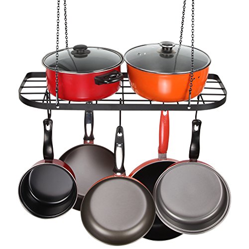 VDOMUS Pot Rack Ceiling Mount Cookware Rack Hanging Hanger Organizer with Hooks, Black 5 VDOMUS Pot Rack Ceiling Mount Cookware Rack Hanging Hanger Organizer with Hooks, Black - Image 6