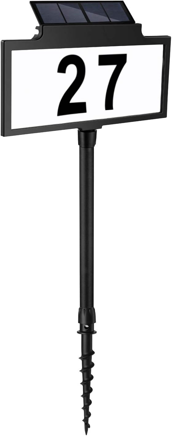 LeiDrail Solar beleuchtete Hausnummer Solarhausnummer LED beleuchtet Solarleuchte mit Dämmerungsschalter Hausnummernleuchte Solar Hausnummerleuchte Hausnummer Schild Wetterfest 70cm hoch