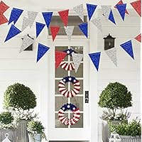 Okloy Glitter Flag Banner，2pack Silver Red Blue Colorful Bunting Party Decoration, 4m Glittery Flag Decoration for Festival Birthday Party Baby Shower Christmas Weddings Kids Room