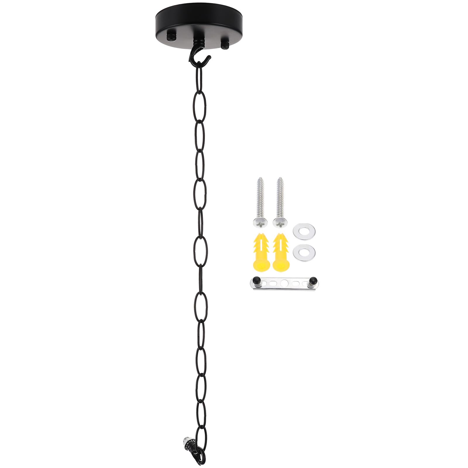 Angoily 1 Set Heavy Duty Black Ceiling Canopy Plate with 50Cm Chain for Pendant Light Fixture and Home Decor (Black)