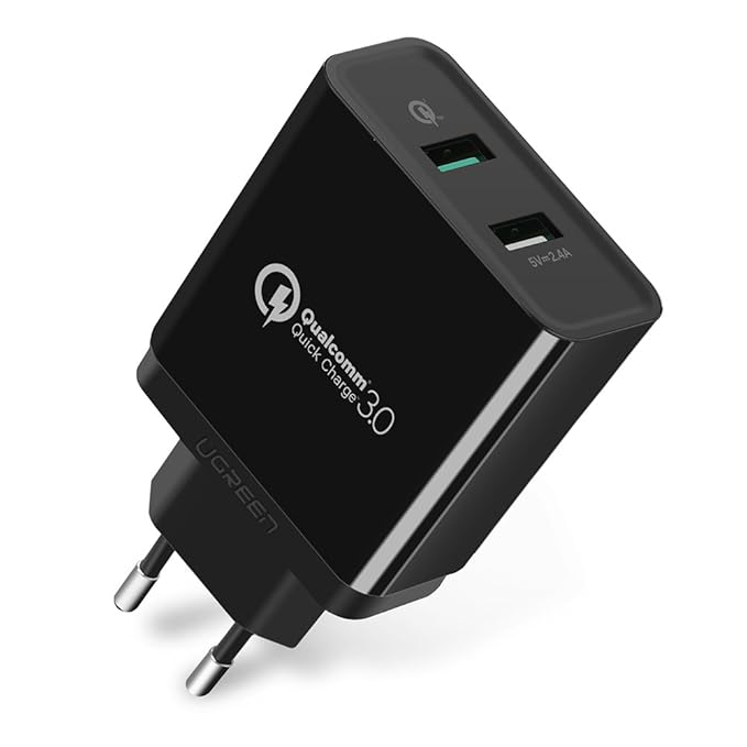 UGREEN USB Ladegerät 30W Handy Schnellladegerät 2 Ports Ladeadapter QC 3.0 unterstützt für Samsung S9Plus S8 Note 8,iPhone 8 