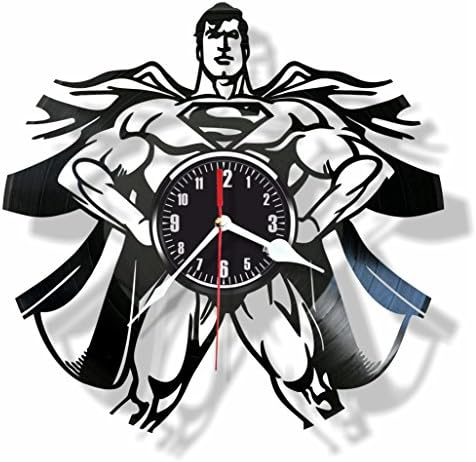 Superman Comics character superhero vinyl wall clock- Modern room decor - Unique Handmade gift for friends and someone you love