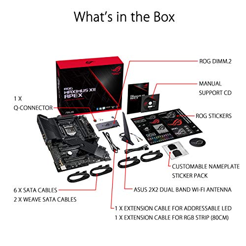 ASUS-ROG-Maximus-XII-Apex-Placa-Base-Gaming-ATX-Intel-de-10a-Gen-Z490-LGA-1200-con-VRM-de-16-Fases-DDR4-5000-Wi-Fi-6-LAN-25-GB-Triple-M2-OptiMem-III-USB-32-Gen-2-e-iluminacin-RGB-Aura-Sync