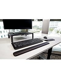 Soporte ajustable para monitor 3M, altura ajustable de 1 pulgada a 5 7 8 pulgadas, sostiene 80 libras, 11 pulgadas de espacio entre columnas, plateado negro (MS80B)., Negro
