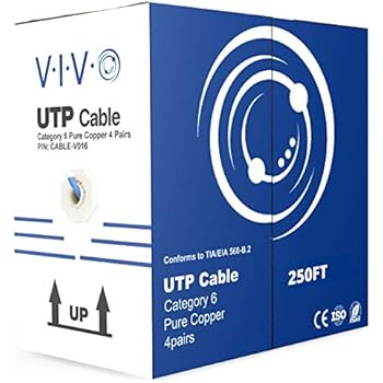 VIVO Blue 250ft Bulk Cat6, Full Copper Ethernet Cable, 23 AWG, UTP Pull Box | Cat-6 Wire, Indoor, Network Installations (CABLE-V016)