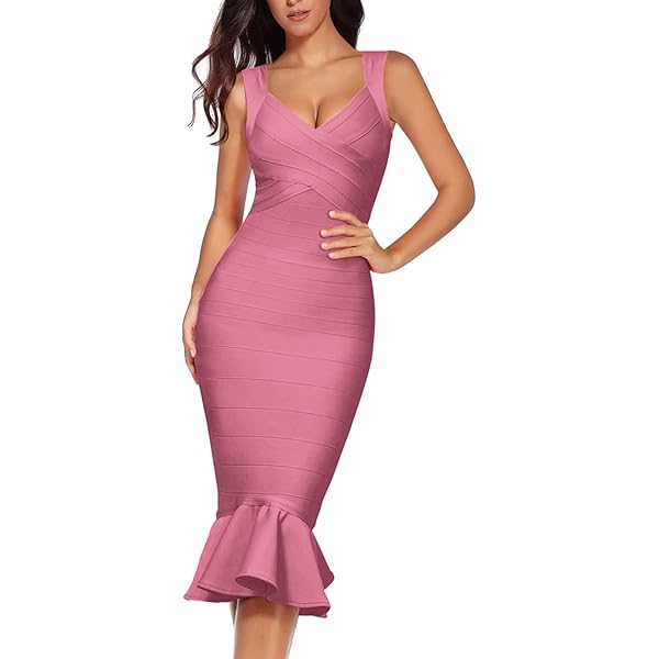 blue dress for baby girl Slim Midi Bandage Dress Red