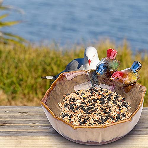 Bird Baths for Garden Ceramic BirdBath Bowl Bird Water Feeder