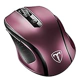 VicTsing MM057 2.4G Wireless Portable Mobile Mouse Optical Mice with USB Receiver, 5 Adjustable DPI Levels, 6 Buttons for Notebook, PC, Laptop, Computer, MacBook - Wine Red