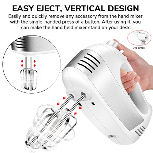 Hand Mixer Electric, 5 Speed Handheld Kitchen Mixer with Turbo Includes 2 Wider Beaters, 2 Dough Hooks, 1 Balloon Whisk and Storage Case - Thumbnail 5