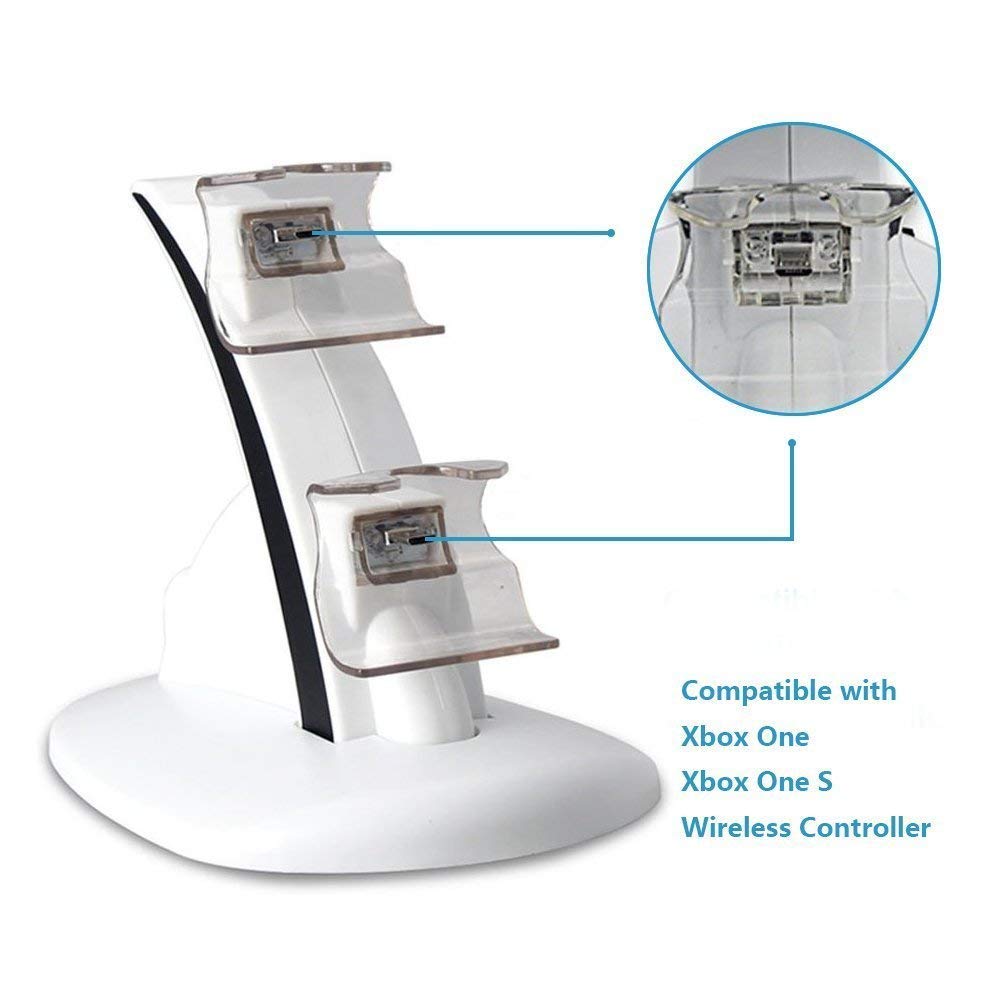 Loovbee Xbox One/One X/One S Controller Charger, Dual Quick Charging Docking Station Stand for Xbox One, One X, Xbox One S Controllers