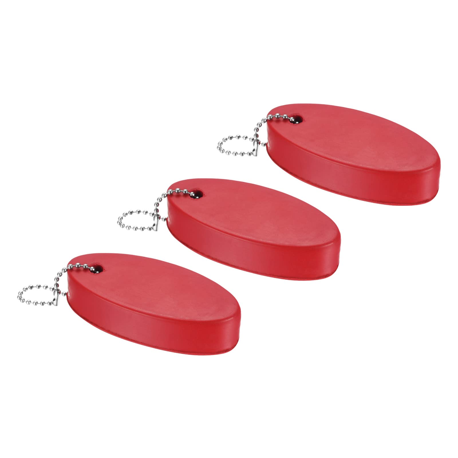 PATIKIL Floating Keychain, 3 Pack Marine Sailing Oval Key Chain Buoyant Keyrings for Boating Outdoor Sports, Red