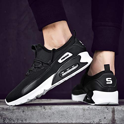 Emimarol Men Mesh Breathable Shoes Air Cushion Sneakers Lightweight Non-Slip Running Shoes Black - Thumbnail 6