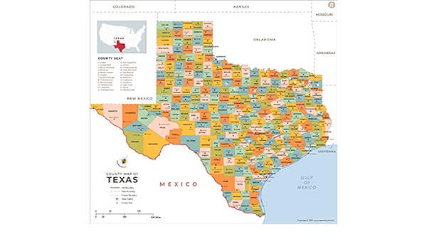 Mapa De Texas Con Sus Ciudades Condado De Texas Mapa (91,4 Cm W X 82,8 Cm H) : Amazon.com.mx: Oficina Y  Papelería