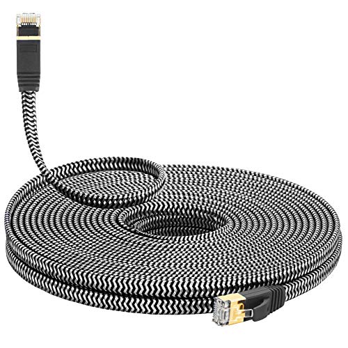 Cat 7 Ethernet Cable 20 ft, MORELECS Nylon Braided Cat 7 Internet Cable 20 ft Ethernet Cable RJ45 Network Cable Cat7 LAN Cable for PC Laptop Modem Router Cable Ethernet