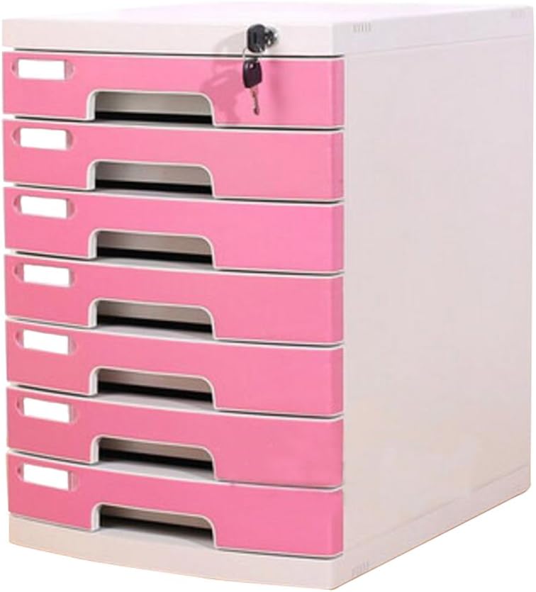 Amazon Com File Cabinets Desktop Plastic Office Storage Box Multi Layer With Lock Drawer Fanjiani Color Pink Home Kitchen