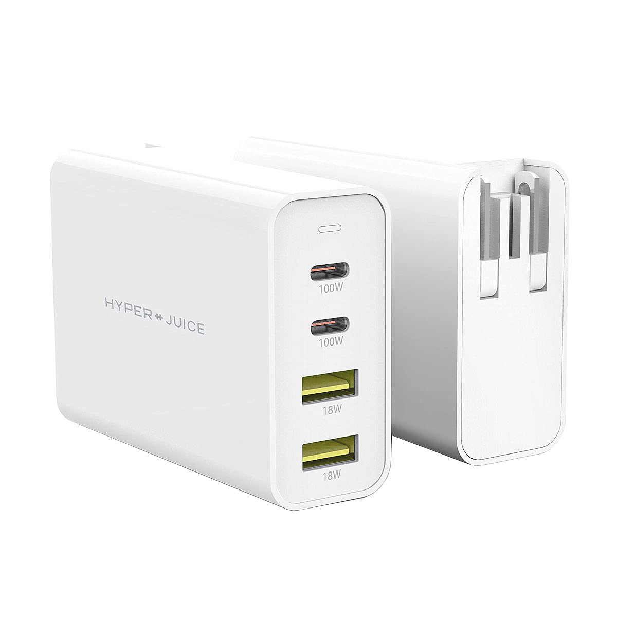 HyperJuice PD 100W 充電器 4ポート USB-C USB-A 急速充電 折りたたみ式 小型 PSE認証済 GaN ACアダプター PD3.0 QC3.0 海外 変換プラグ Fタイプ Cタイプ Oタイプ HP-HJ-GAN100 正規品商品画像