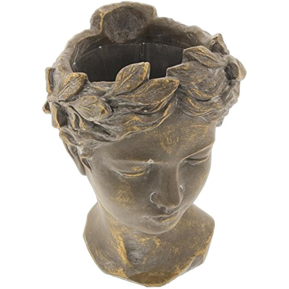 Greek/Roman Style Female Statue Head Cement Planter (8") Garden Outdoor