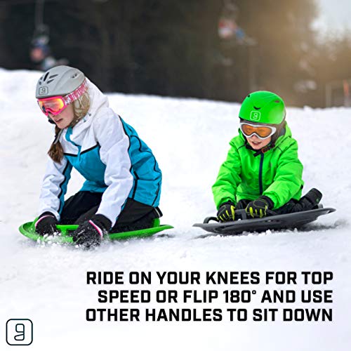 Gizmo Riders Meteor Snow Sled- Multi-Purpose Sit or Kneel Saucer Sled Built for Speed with Raised Safety Handles for Maximum Steering Control, Up to 200lbs, Snow Sled for Kids 3 and up (Red, 28 Inch) - Thumbnail 2