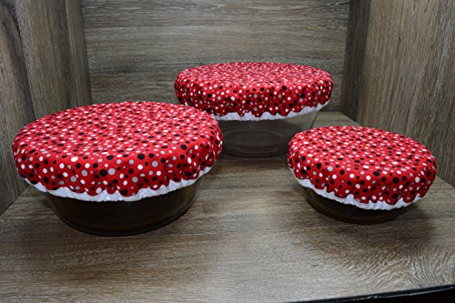 Eco-Friendly // Reusable // Bowl Covers // Set of 3 // Contemporary Polka Dots