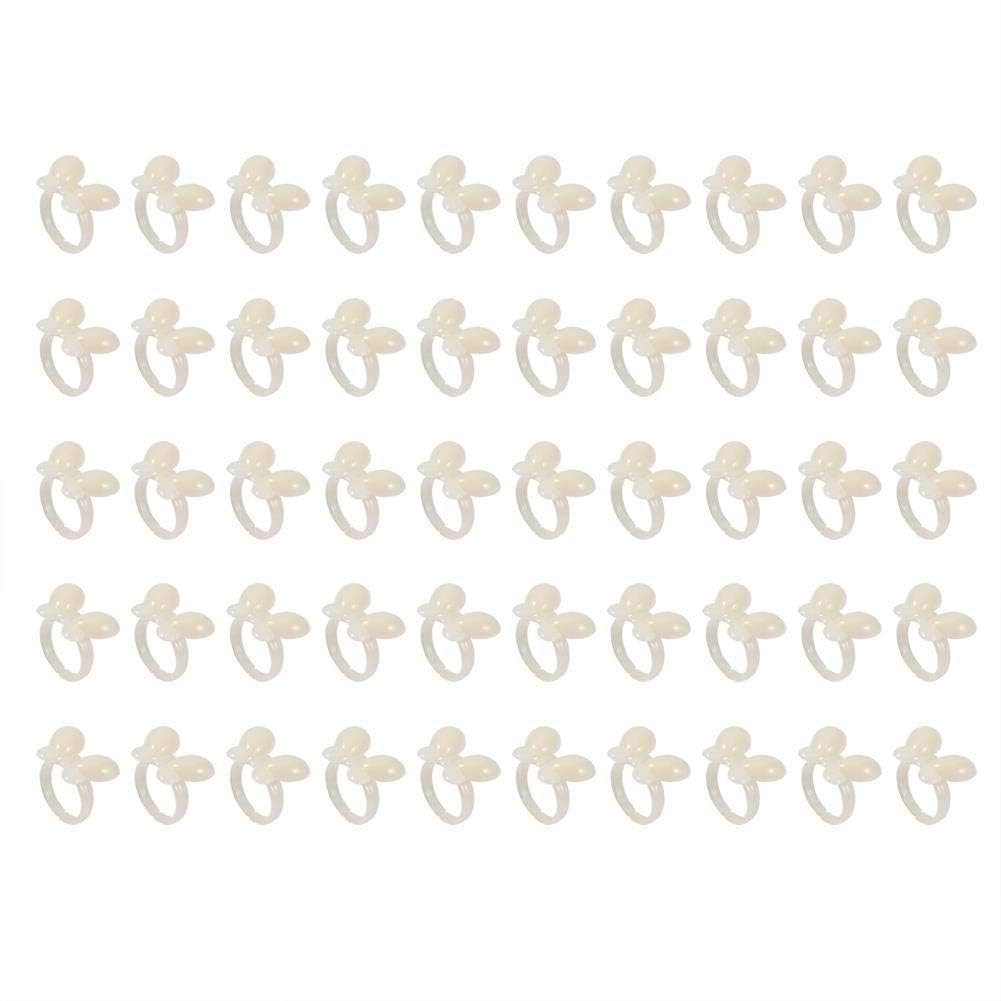 50Pcs/Set Polish Gel Nail Chart Ring, Flower Butterfly Manicure Tip for Nail Art Color Display Tool(Beige Butterfly)
