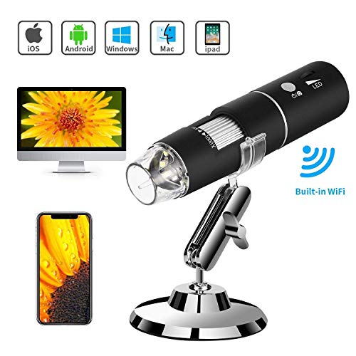 WiFi USB Microscope, TSAAGAN Built in WiFi Wireless Digital Microscope Camera with 1080P HD 2MP 50x to 1000x Magnification Endoscope for Android, iOS, Smartphone, Tablet, Widows, iPad, Mac PC (Best Tablet For Medical School)