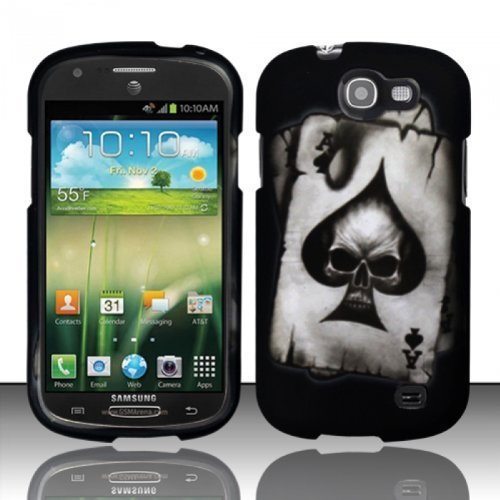 Samsung Galaxy Express I437 (AT&T), LF Spade Skull Designer Case Cover with Stylus Pen Bundle Accessory (Spade Skull)