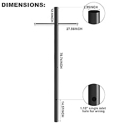 ZUIWAN 7FT Outdoor Lamp Post with Metal Cross