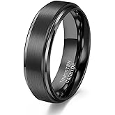 HXNIBATSAR 6mm 8mm Black/Gold/Silver/Purple Classic Tungsten Carbide Wedding Band Ring For Men Womem Matte Brushed Finish Comfort Fit Size 5-12