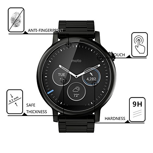 AKWOX (Pack of 4) Tempered Glass Screen Protector for Moto 360 1st and 2nd Gen 46mm Smart Watch, [0. - //coolthings.us