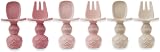 PandaEar 6 Pack Silicone Baby Spoons and Fork Feeding Set Pink view 7