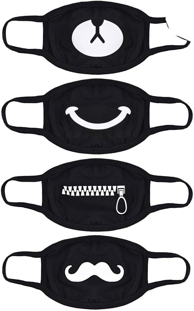 Muffle Mask Anti-Dust Anime Mouth Mask Cute Kaomoji Face Emoticon Earloop Cotton Surgical Mask for Kids Men and Women