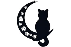 VZVXCC Cat Metal Wall Art Outdoor Decor- 12" Black Cat Metal Wall Sculpture Statues Wall Art Hanging Decoration,Cat Lover Gift,Halloween Ornament Decoration for Garden,Farmhouse,Balcony Patio and Bedroom