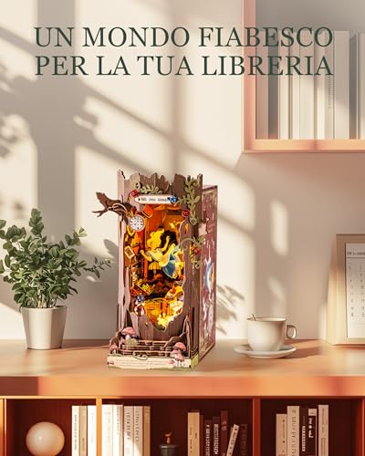 Rolife Book Nook Kit Miniature da Costruire DIY Booknook Fall into Wonder 3d Puzzle Legno con Luci Decorazione Libreria Casa Modellismo da Costruire Adulti Diorama Modellismo