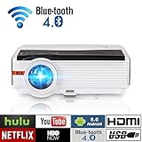 200" LCD LED HD Android6.0 Projector WiFi Bluetooth 4200 Lumen WXGA, Multimedia Home Cinema Theater Video Projector 1080P HDMI VGA USB SD AV TV for Movie TV Video Game Home Outdoor Entertainment