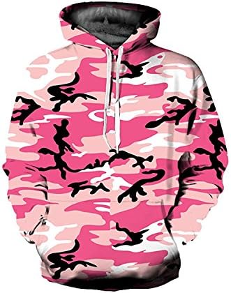 Musamk On Sale Unisex 3d Realistic Printed Kangaroo Pocket Hooded Sweatshirt Hoodies CamouflageSmall