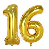 40inch Gold Number 16 Balloon Party Festival Decorations Birthday Anniversary Jumbo foil Helium Balloons Party Supplies use Them as Props for Photos (40Iinch Gold Number 16)