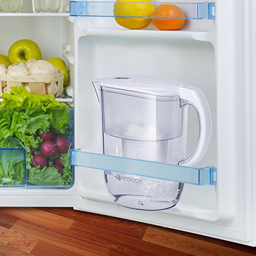 VICOODA Water Filter Pitcher, 10 Cup Pitcher with Electronic Filter Indicator, 2 Filters - BPA Free, Comfortable Handle, Fast Filtering Outlet, Ultra Adsorptive Material - White