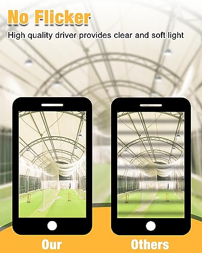 JC-LGL UFO LED High Bay Light 400W 4Pack, High Bay LED Light 1600W MH/HPS Eqv. Dimmable High Bay 6' Cable with US Plug, Hanging Hook, Safe Rope for Warehouse Factory Barn Shop